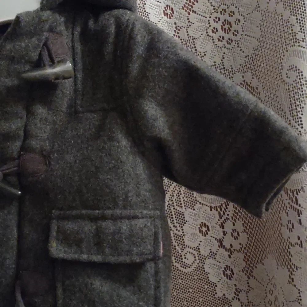 Children's‎ Place Gray wool baby 0-3 mo hooded jacket zip button pockets